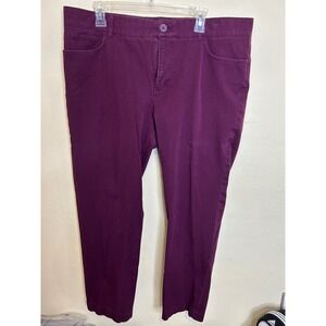 Chaps Women's 18W Purple Casual Pants Comfort Stretch Straight Leg Trousers